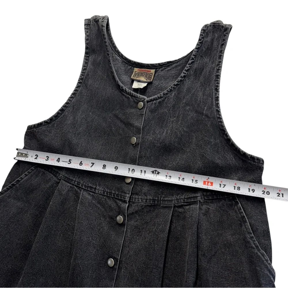 Vintage Blue 80's Acid Wash 100% Cotton Button Down Romper Shorts Pockets S #261 - Picture 8 of 10